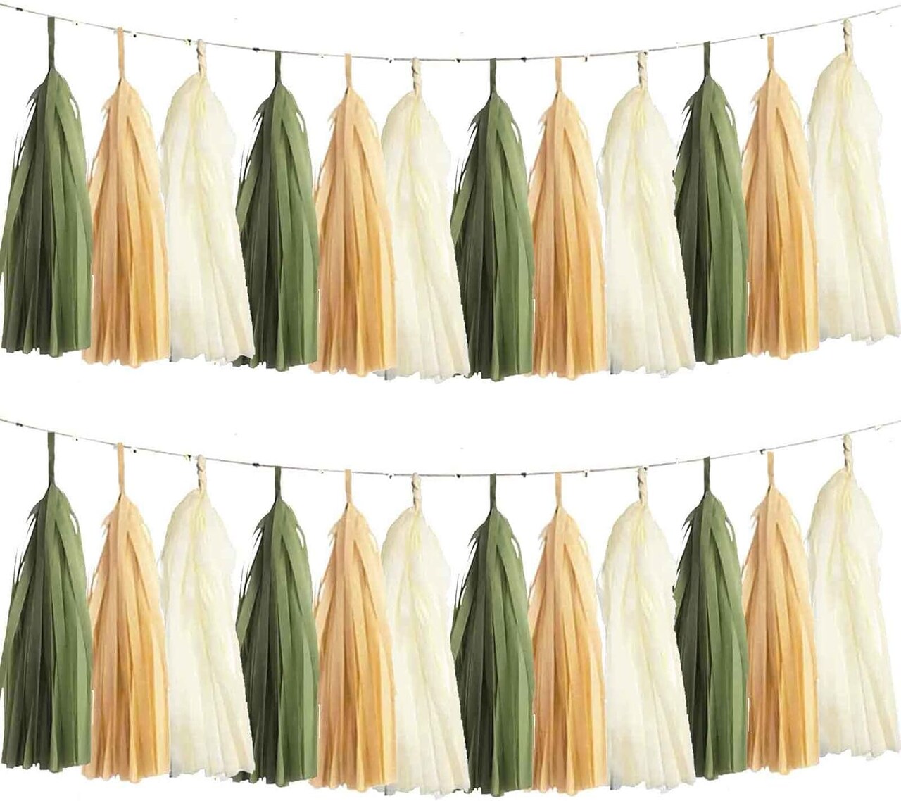 Tissue Tassel Garland(Olive Green)	14.61 x 6.22 x 0.51 inches